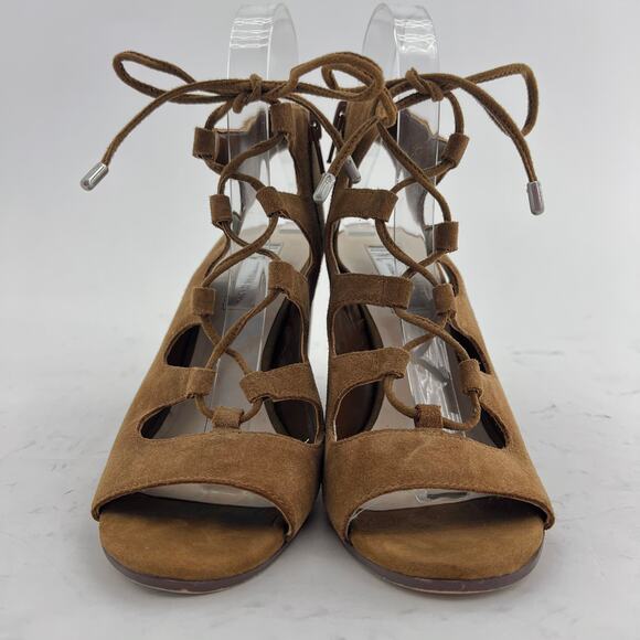 INC International Concepts (7) Radka Brown Suede Leather Chunky Caged Heels - Picture 5 of 10